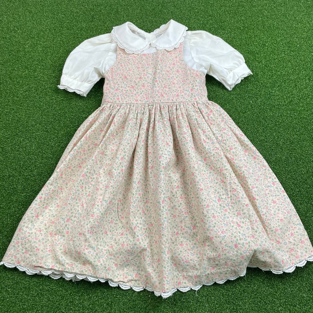 Vintage My Twinn Girls Peter Pan Collar Cottagecore Pinafore Dress Sz 6